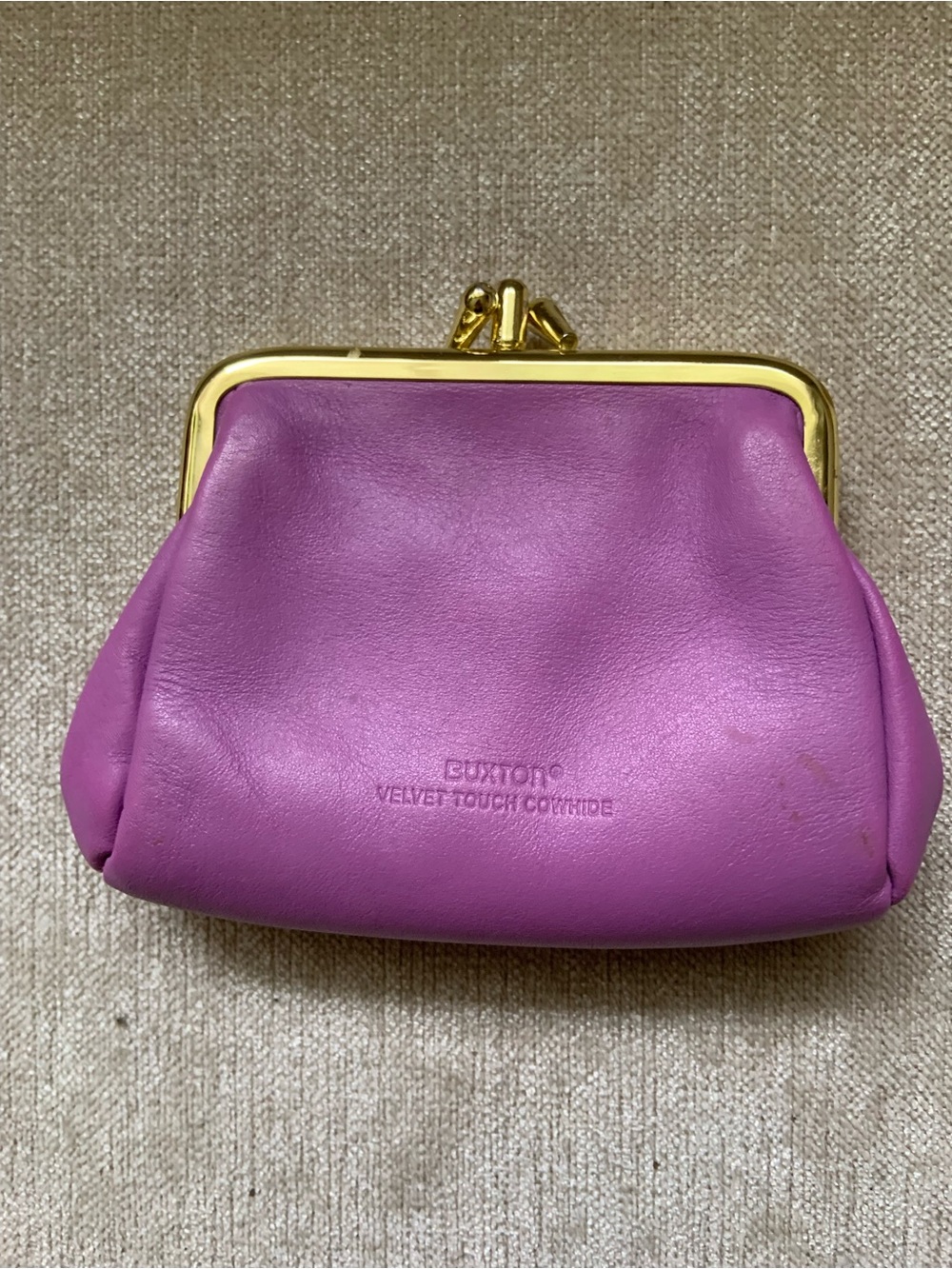 Buxton Purple-Pink Leather Kiss-Lock Mini Coin Purse